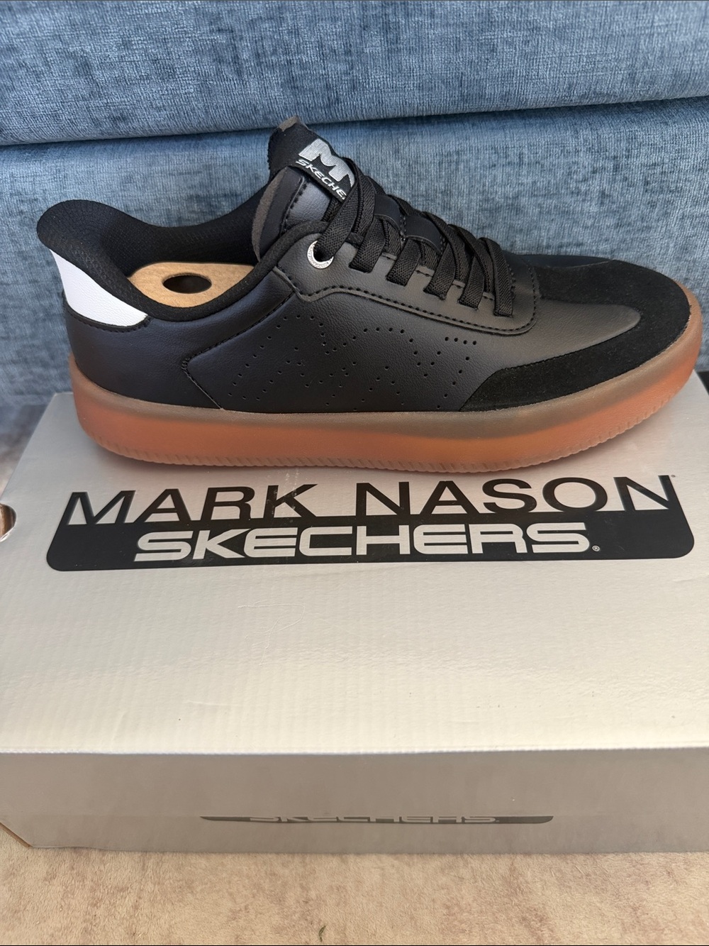Skechers Women's Mark Nason Black Sneakers with Gum Brown Sole